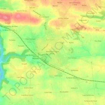 Carte topographique Résidence Eugène Cadic, altitude, relief