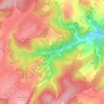 Carte topographique Oberjeckenbach, altitude, relief