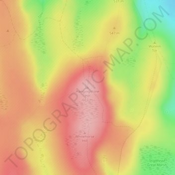 Carte topographique Hangingstone Hill, altitude, relief