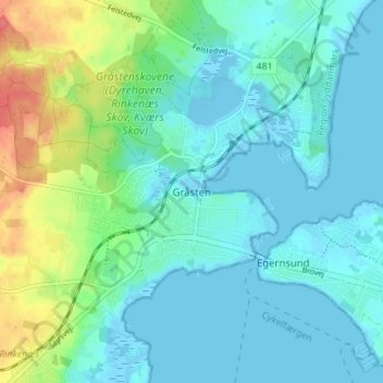 Carte topographique Gråsten, altitude, relief