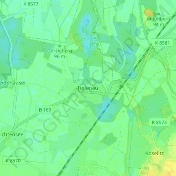 Carte topographique Tiefenau, altitude, relief