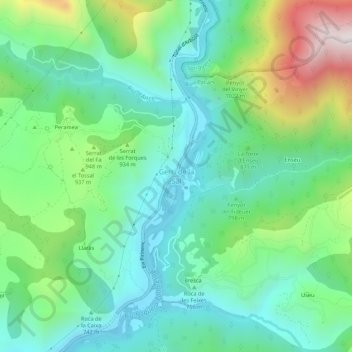 Carte topographique Gerri de la Sal, altitude, relief