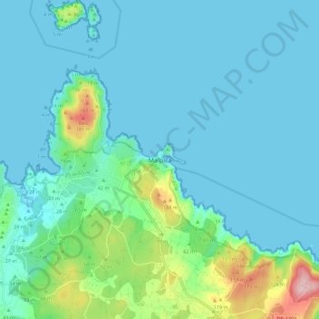 Carte topographique Malpica de Bergantiños, altitude, relief