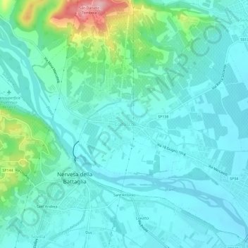 Carte topographique Colfosco, altitude, relief