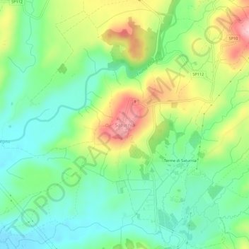 Carte topographique Saturnia, altitude, relief