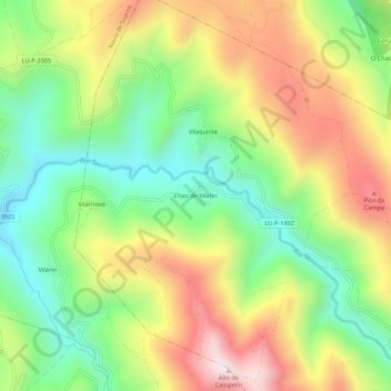 Carte topographique Chao de Vilarín, altitude, relief