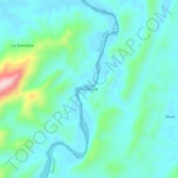 Carte topographique Rio Negro, altitude, relief