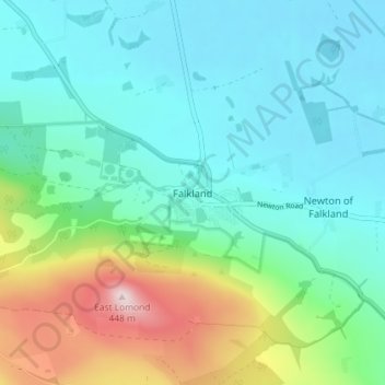 Carte topographique Falkland, altitude, relief
