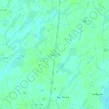 Carte topographique Mbafaye, altitude, relief