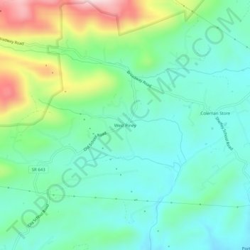 Carte topographique West Piney, altitude, relief