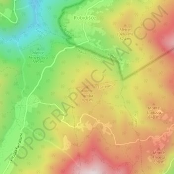 Carte topographique Monte Tomba, altitude, relief