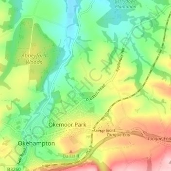 Carte topographique Chichacott, altitude, relief
