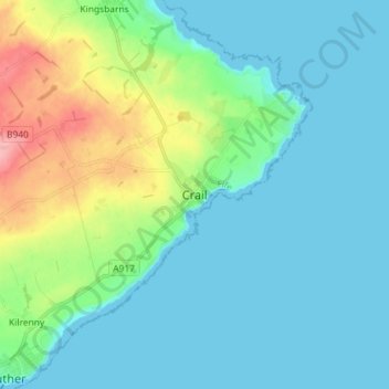 Carte topographique Crail, altitude, relief