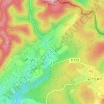 Carte topographique Petit Wingen, altitude, relief