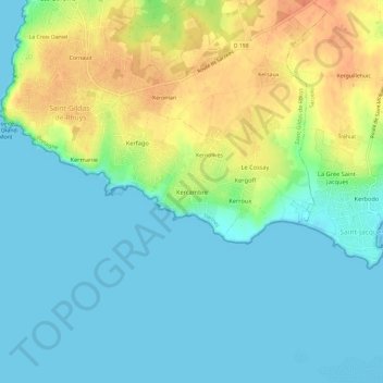 Carte topographique Kercambre, altitude, relief