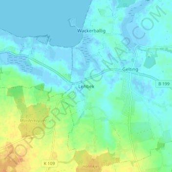 Carte topographique Lehbek, altitude, relief