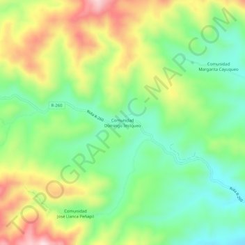 Carte topographique Comunidad Domingo Imilqueo, altitude, relief