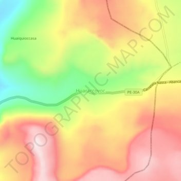 Carte topographique Huaraccoyoc, altitude, relief