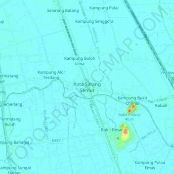Carte topographique Kota Sarang Semut, altitude, relief