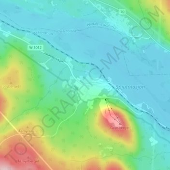 Carte topographique Gopshus, altitude, relief
