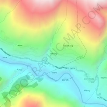 Carte topographique Othang, altitude, relief