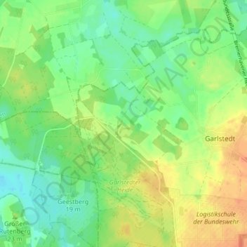 Carte topographique Buggehorn, altitude, relief