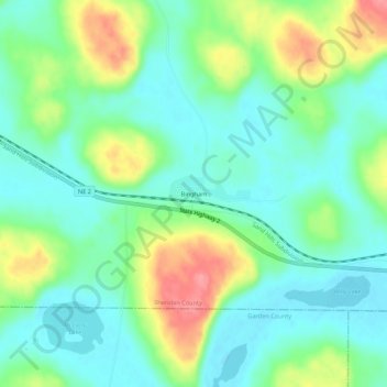 Carte topographique Bingham, altitude, relief