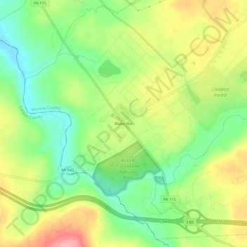 Carte topographique Blakeslee, altitude, relief