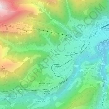 Carte topographique Segnas, altitude, relief