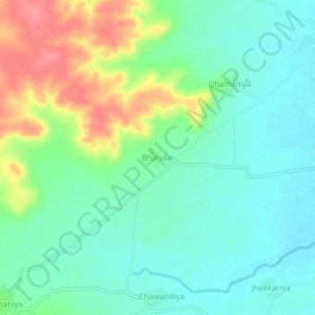 Carte topographique Bhandar, altitude, relief