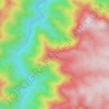 Carte topographique Black Springs, altitude, relief