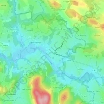 Carte topographique Pontarion, altitude, relief