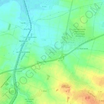 Carte topographique Usseau, altitude, relief