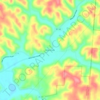 Carte topographique Hales Creek, altitude, relief