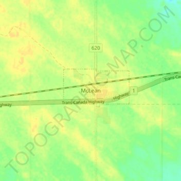 Carte topographique McLean, altitude, relief