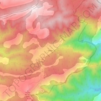Carte topographique Fredes, altitude, relief