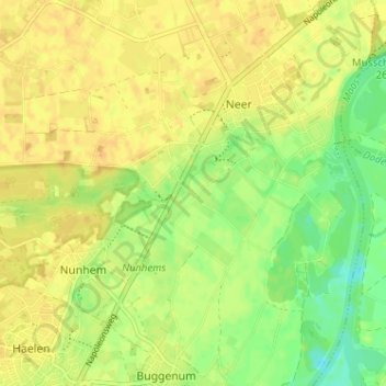 Carte topographique Gendijk, altitude, relief