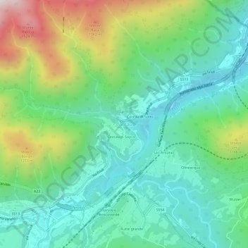 Carte topographique Coccau, altitude, relief