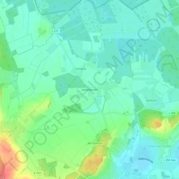 Carte topographique Sattenbeuren, altitude, relief
