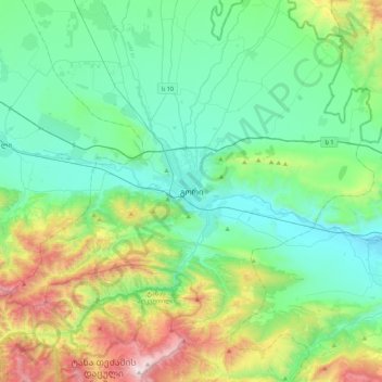 Carte topographique Gori, altitude, relief