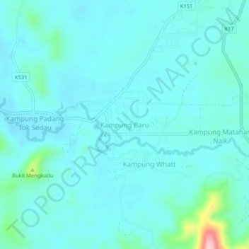 Carte topographique Kampung Baru, altitude, relief