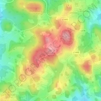 Carte topographique Koblberg, altitude, relief