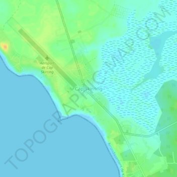 Carte topographique Cap Skirring, altitude, relief