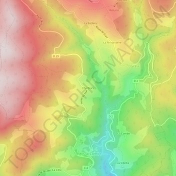 Carte topographique Cherblanc, altitude, relief