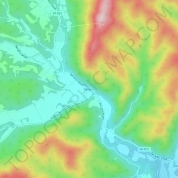 Carte topographique Bergton, altitude, relief