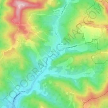 Carte topographique Popești, altitude, relief