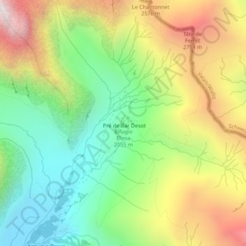 Carte topographique Rifugio Elena, altitude, relief