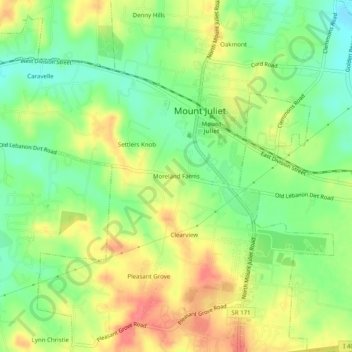 Carte topographique Moreland Farms, altitude, relief