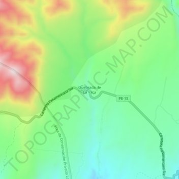 Carte topographique Quebrada de La Vaca, altitude, relief