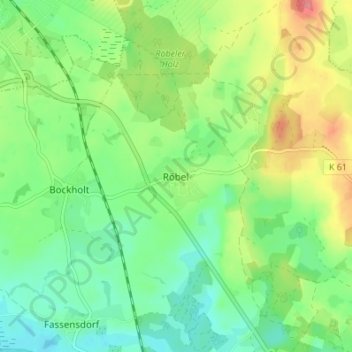Carte topographique Röbel, altitude, relief